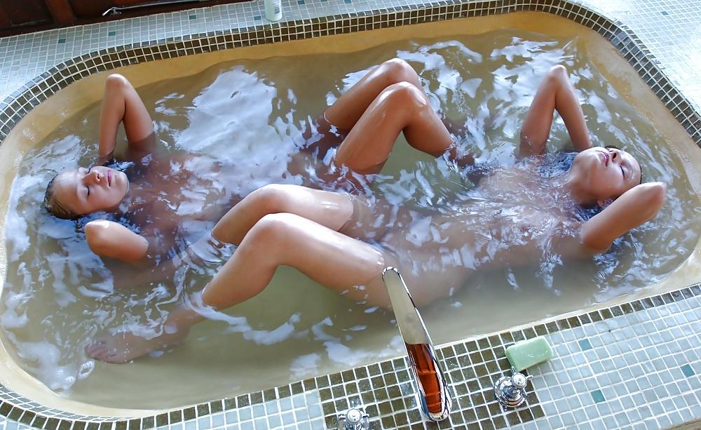 21P Two girls waking up and bathing together.