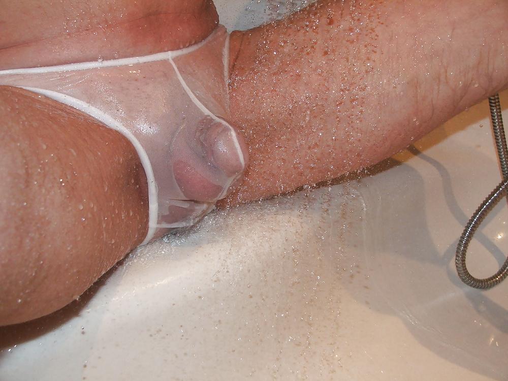 25P White net thong
