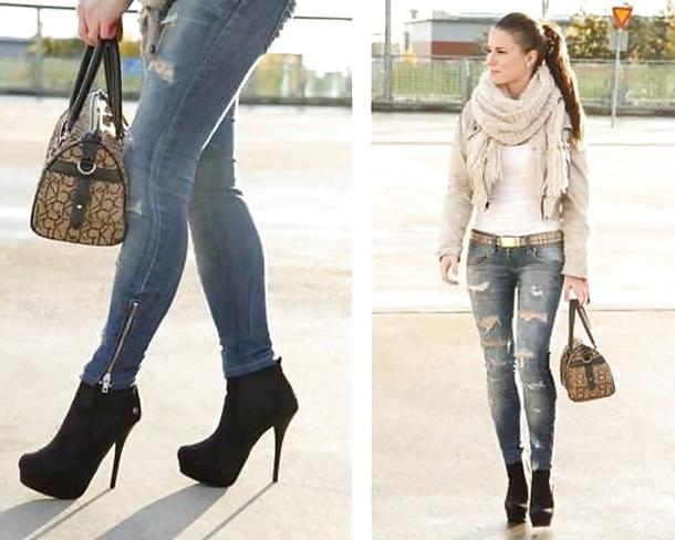 19P Frauen in  enge Jeans