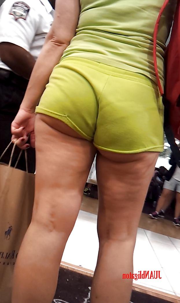 8P BUBBLE ass White brazilian MILF MICRO shorts voyeur