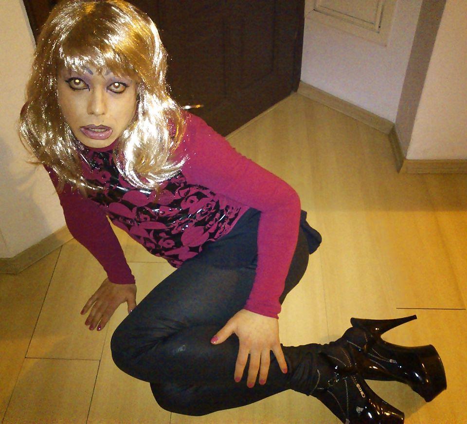 13P Blond bimbo sissy faggot slut