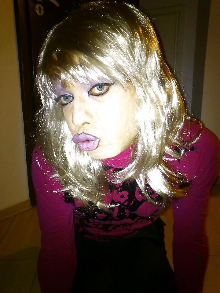 13P Blond bimbo sissy faggot slut