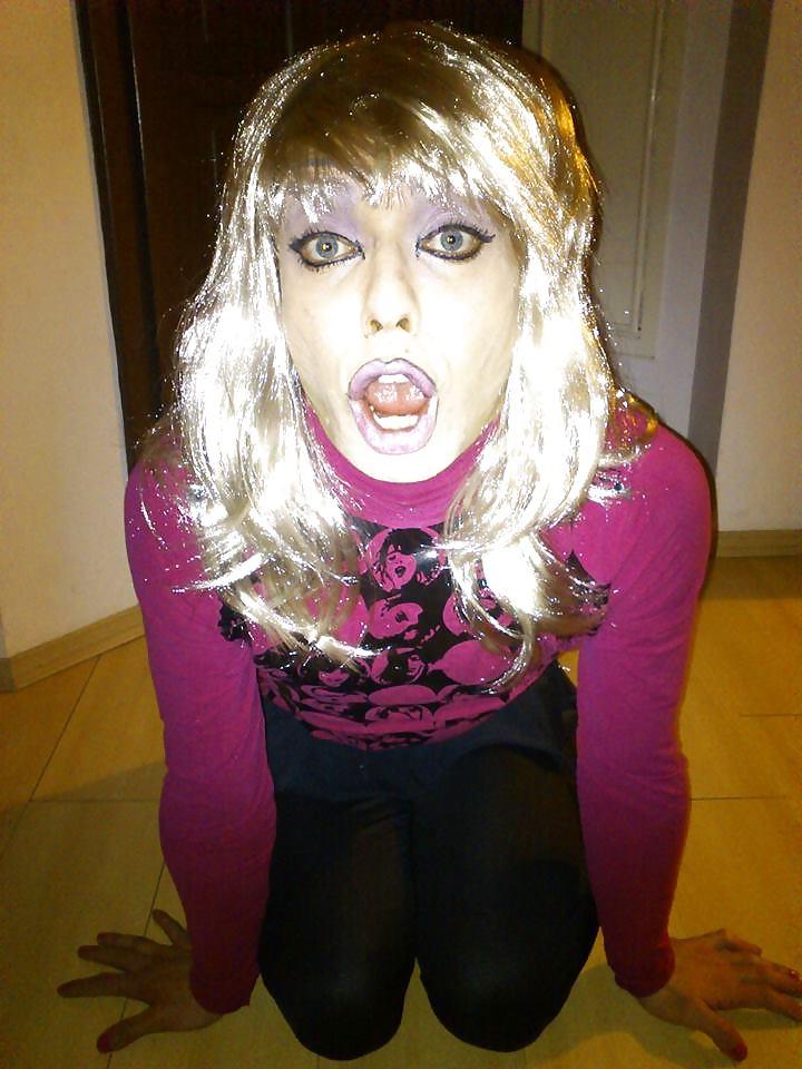 13P Blond bimbo sissy faggot slut