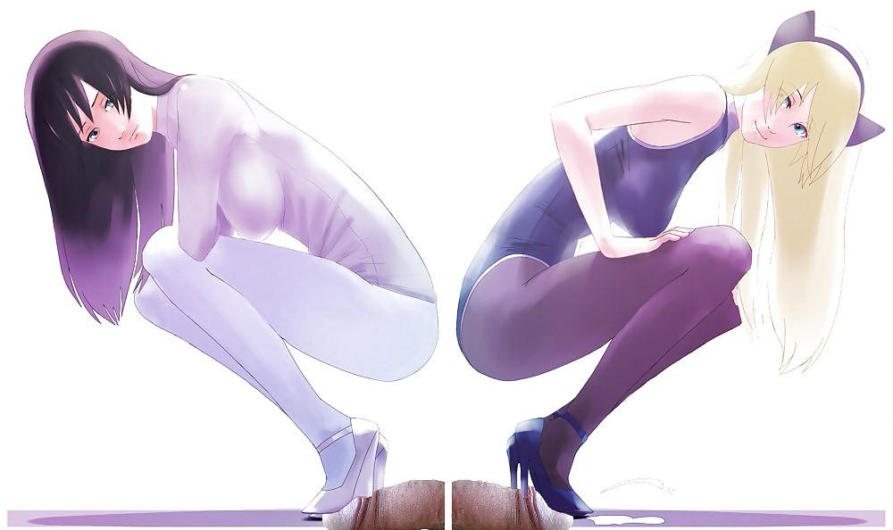 8P Anime Girls playing with a Real Cock (with captions) - No 65
