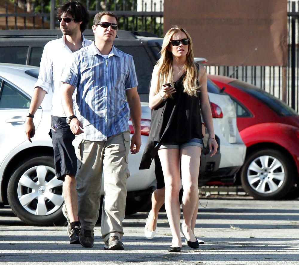 12P Lindsay Lohan out and about denim shorts