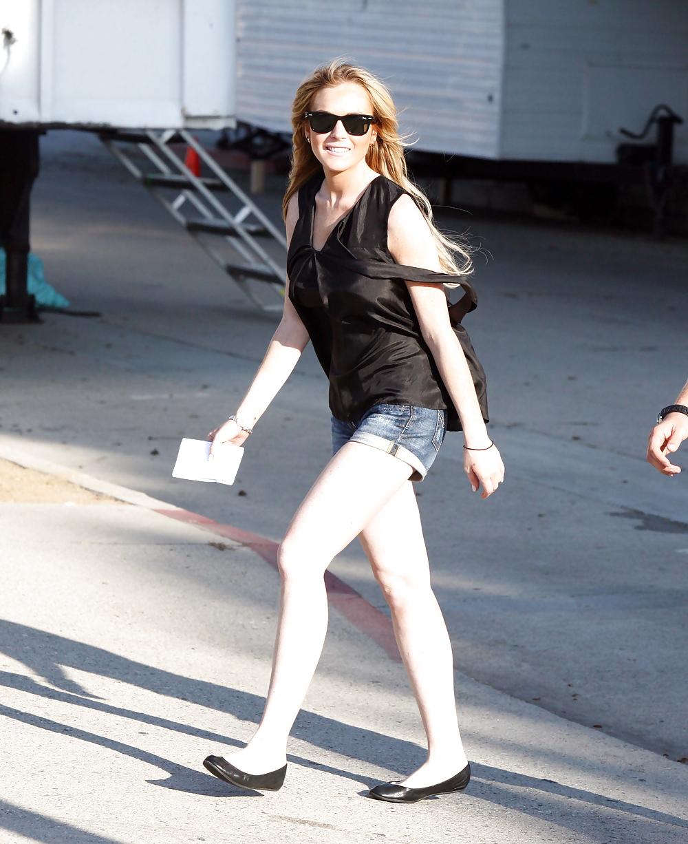 12P Lindsay Lohan out and about denim shorts