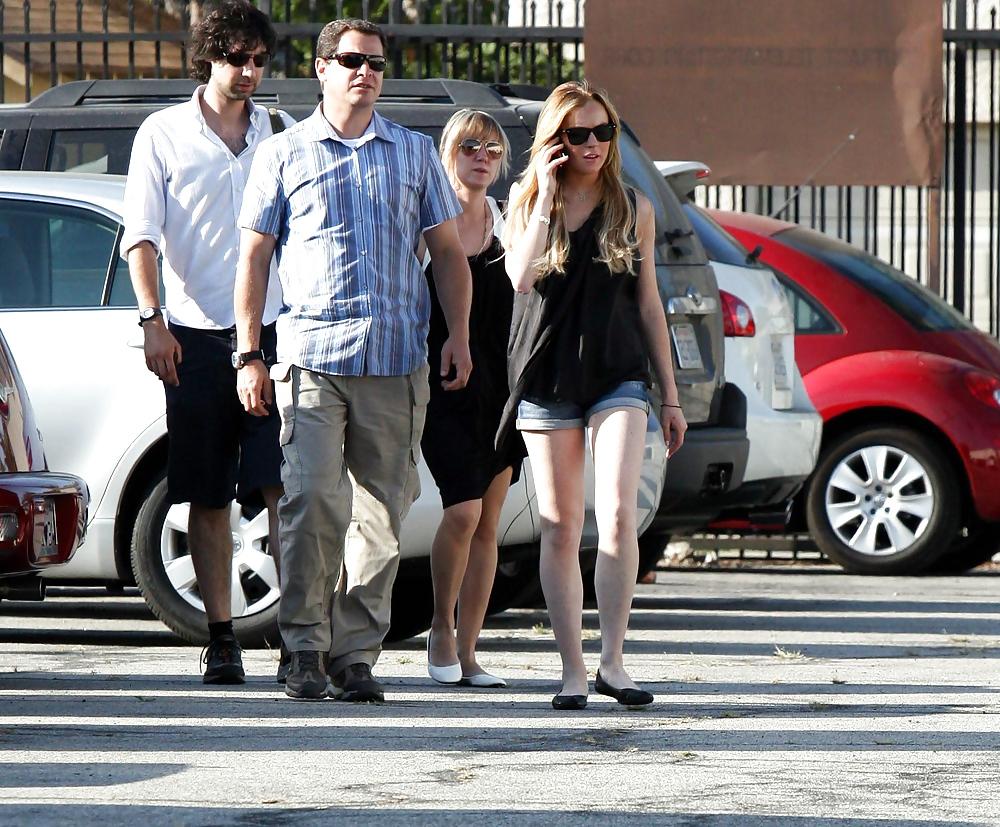 12P Lindsay Lohan out and about denim shorts