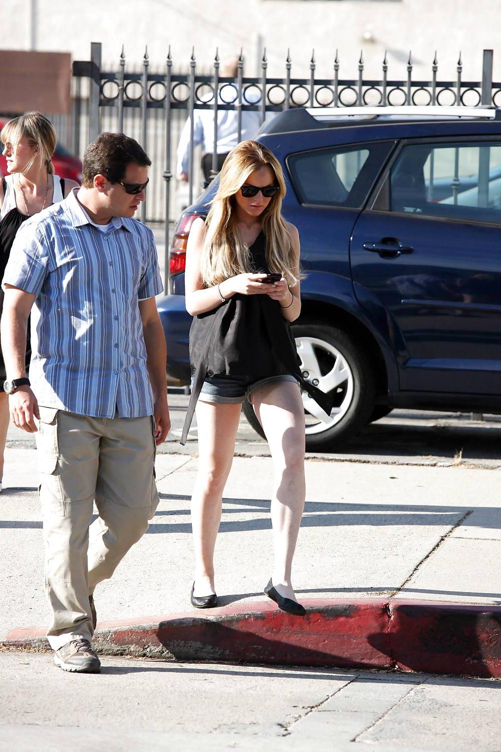 12P Lindsay Lohan out and about denim shorts