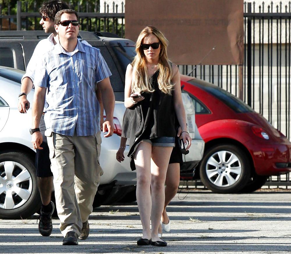 12P Lindsay Lohan out and about denim shorts