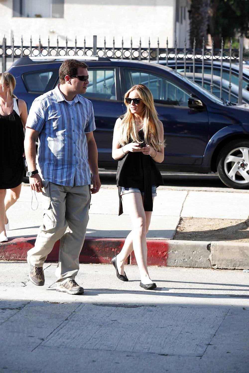 12P Lindsay Lohan out and about denim shorts