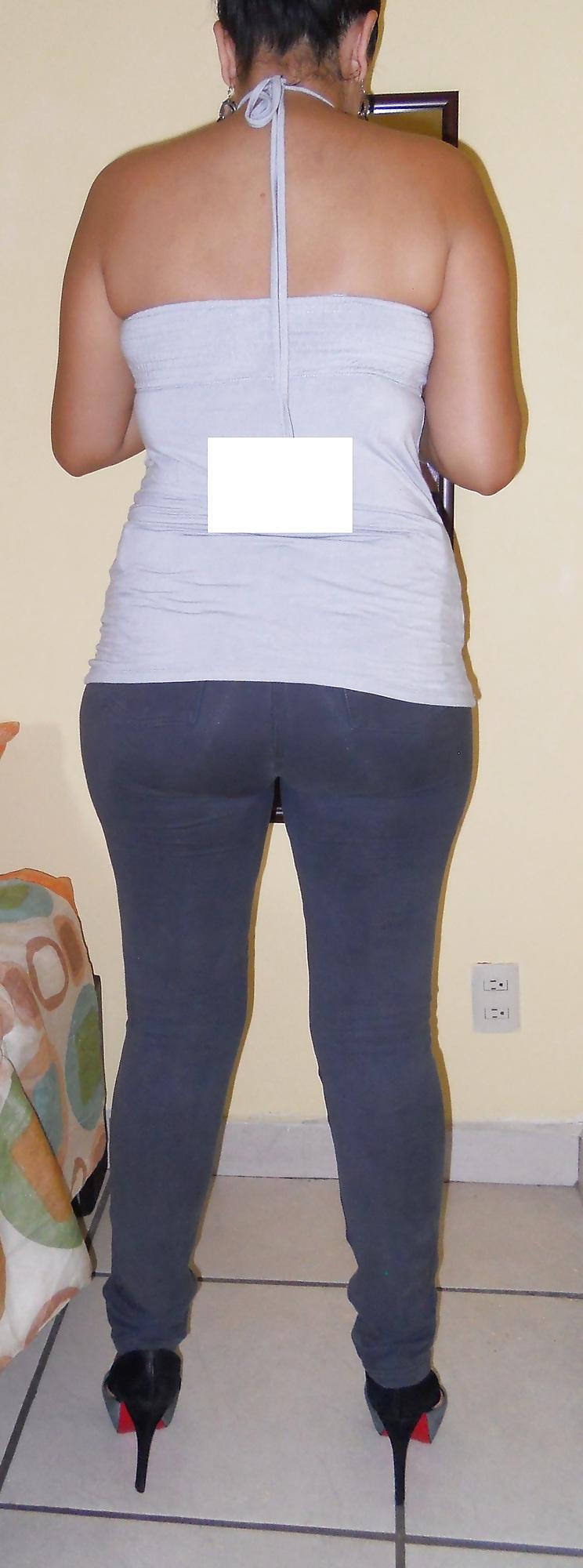 13P Latina strips off  jeans show  thong