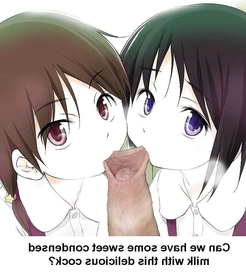 8P Anime Girls playing with a Real Cock (with captions) - No 24