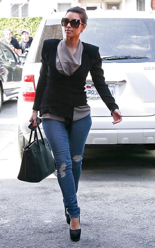 8P Kim Kardashian in jeans out in Beverly Hills candids