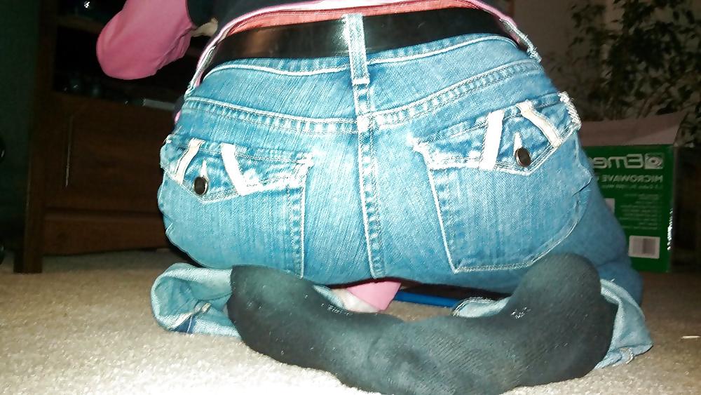 22P My wife's Hot Ass in Tight get your cock hard Jeans.