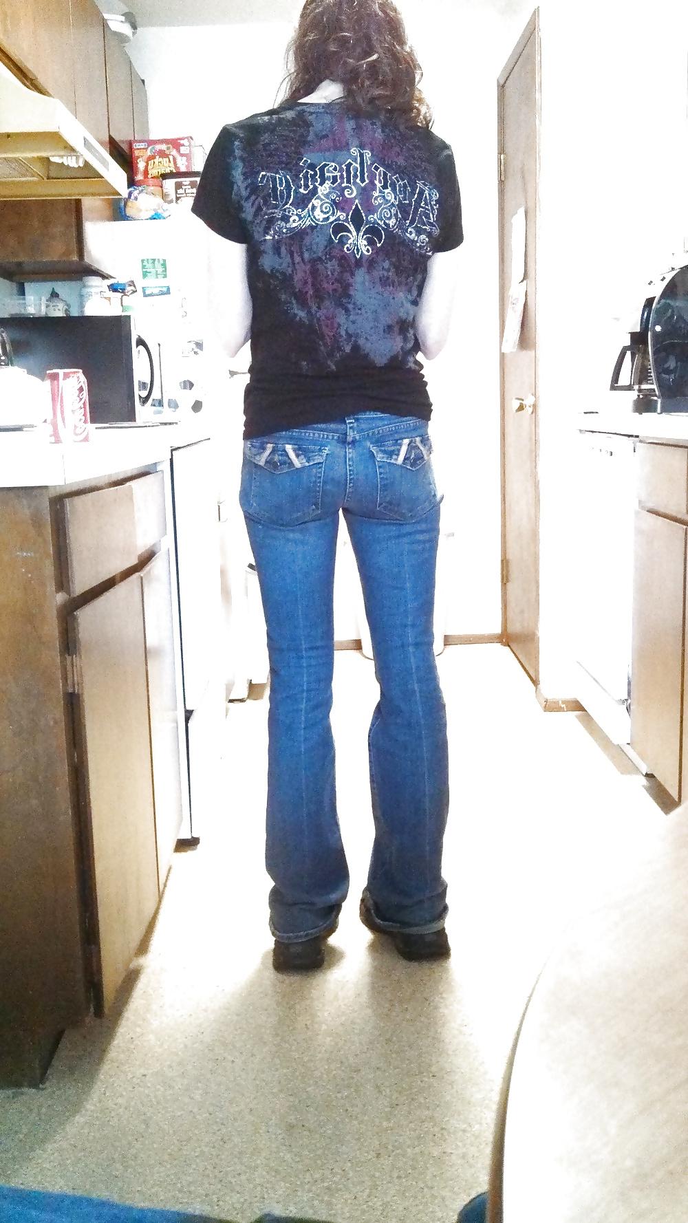 22P My wife's Hot Ass in Tight get your cock hard Jeans.
