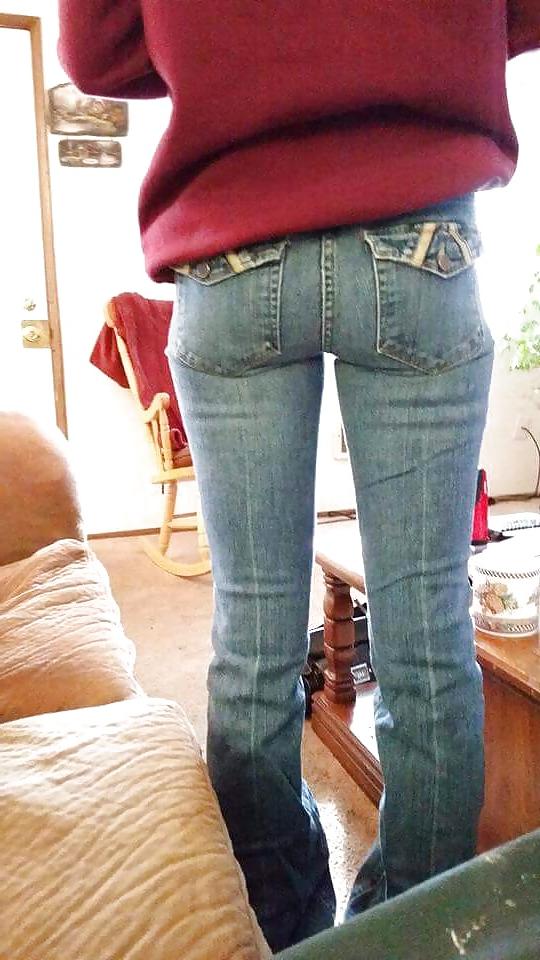 22P My wife's Hot Ass in Tight get your cock hard Jeans.