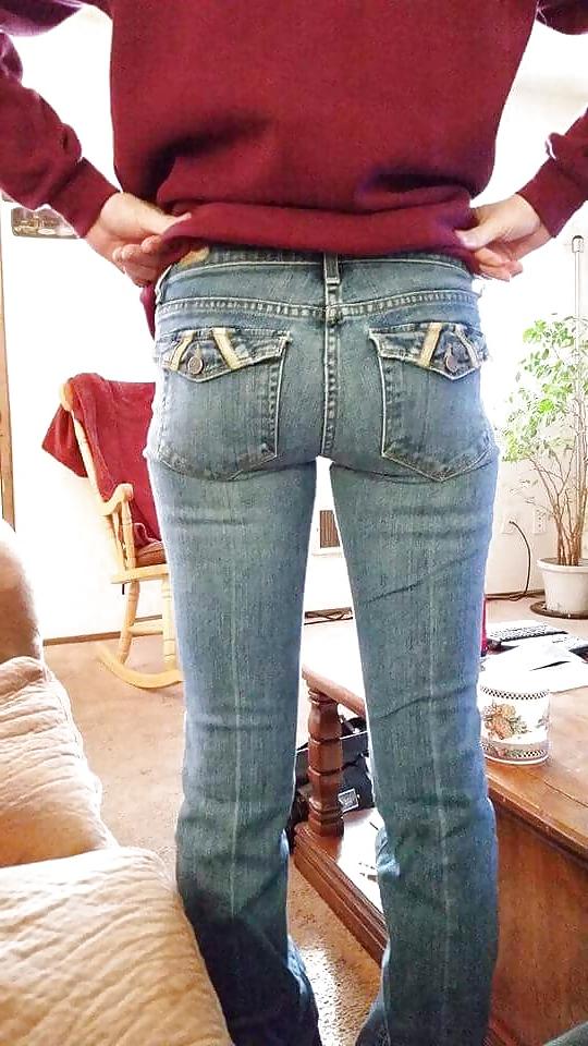 22P My wife's Hot Ass in Tight get your cock hard Jeans.