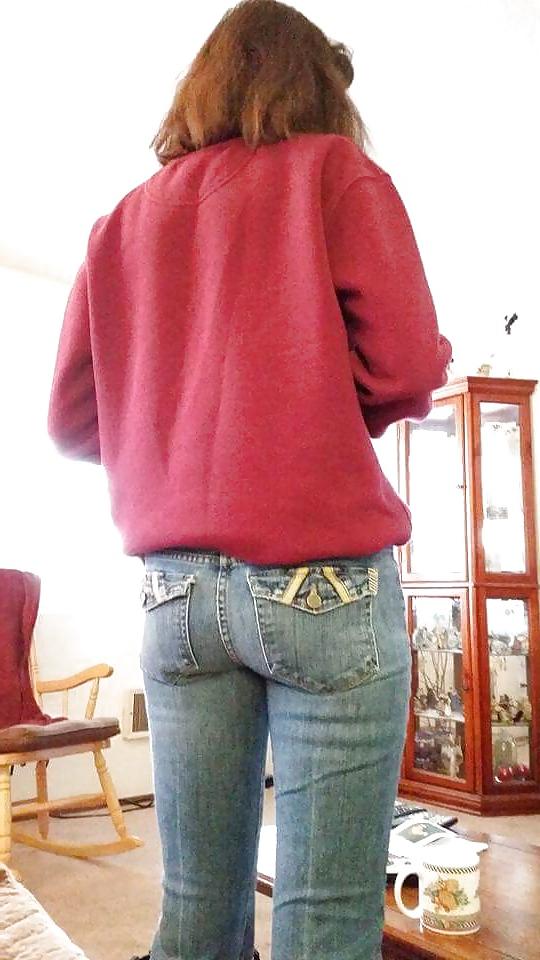 22P My wife's Hot Ass in Tight get your cock hard Jeans.