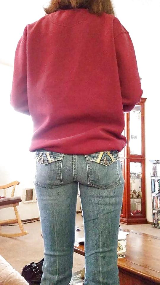 22P My wife's Hot Ass in Tight get your cock hard Jeans.