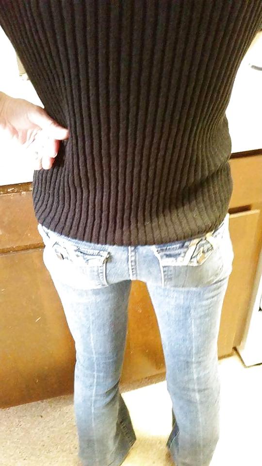 22P My wife's Hot Ass in Tight get your cock hard Jeans.