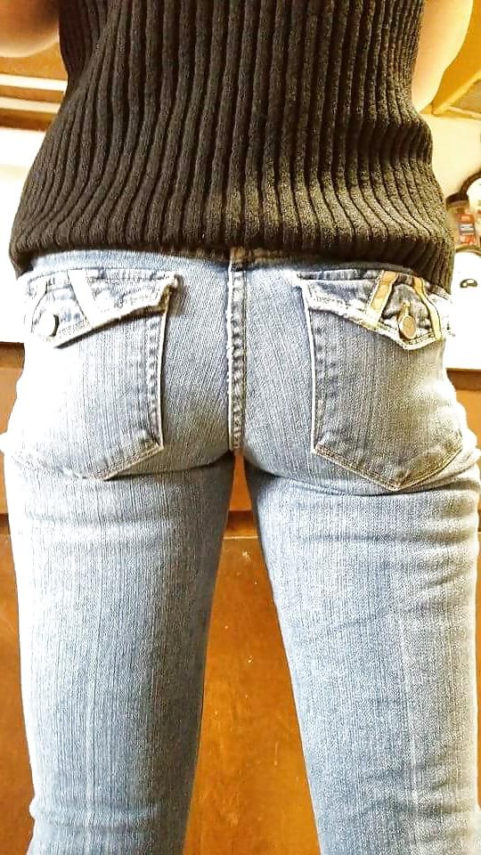 22P My wife's Hot Ass in Tight get your cock hard Jeans.