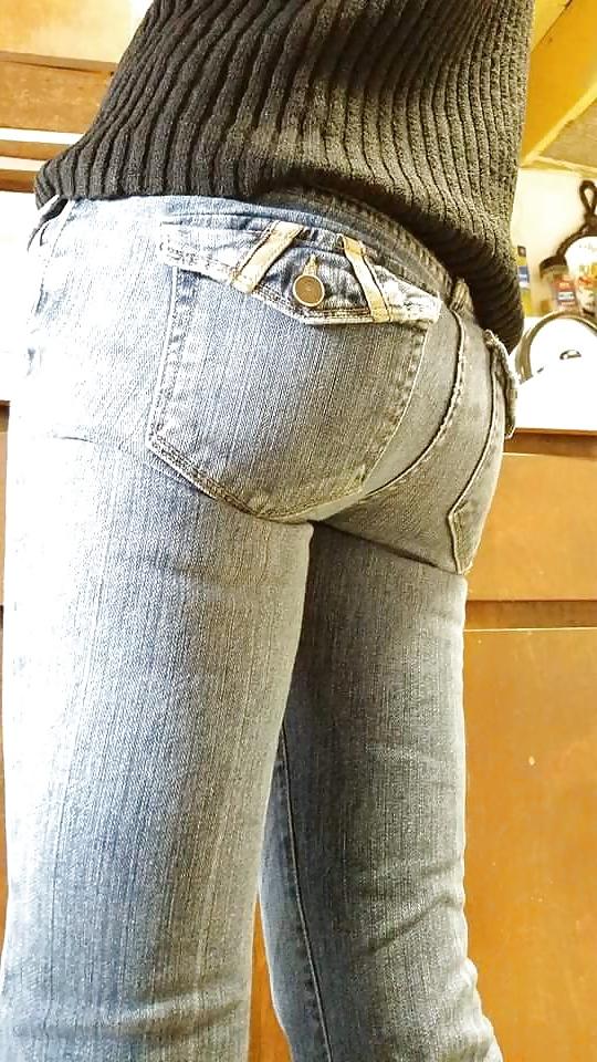 22P My wife's Hot Ass in Tight get your cock hard Jeans.