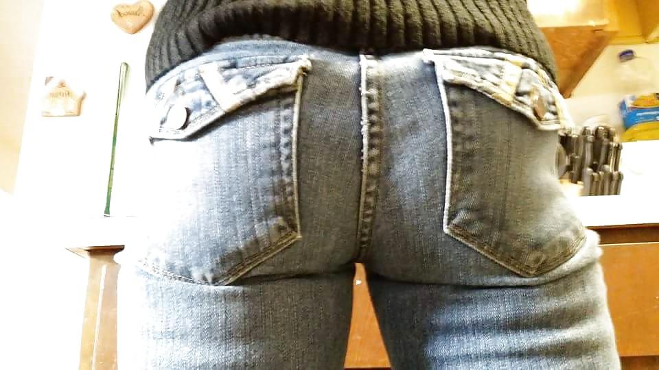 22P My wife's Hot Ass in Tight get your cock hard Jeans.