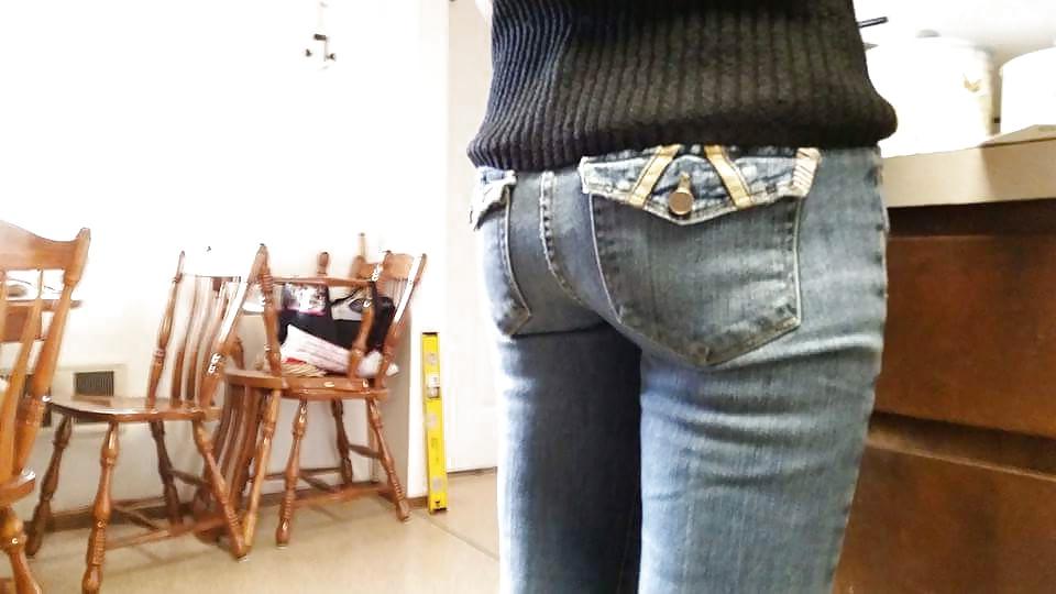 22P My wife's Hot Ass in Tight get your cock hard Jeans.
