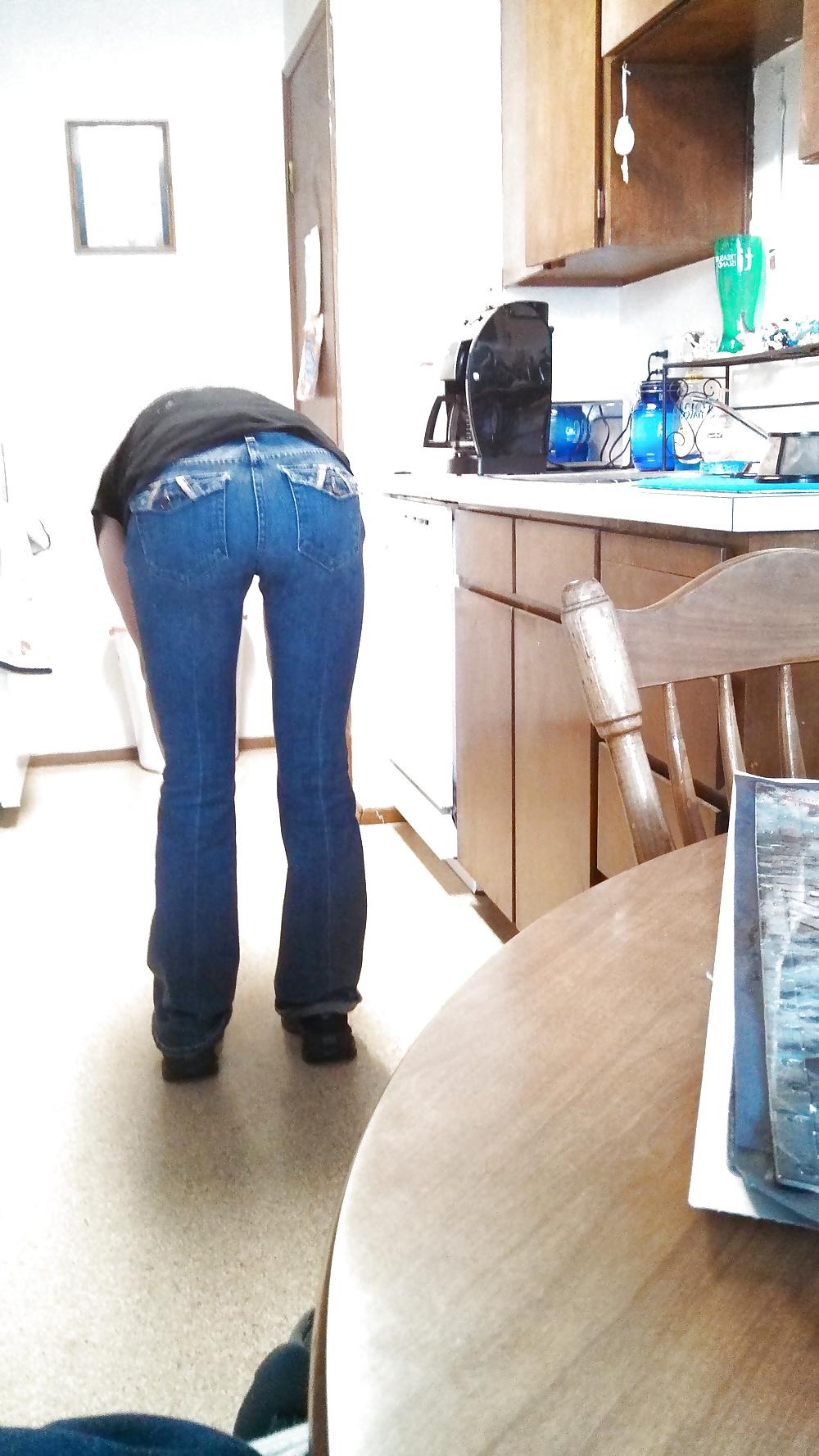 22P My wife's Hot Ass in Tight get your cock hard Jeans.