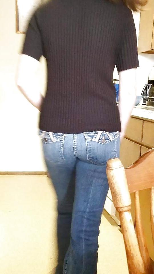 22P My wife's Hot Ass in Tight get your cock hard Jeans.