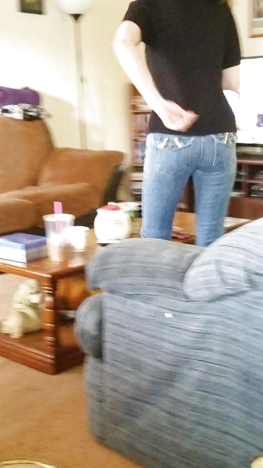 22P My wife's Hot Ass in Tight get your cock hard Jeans.
