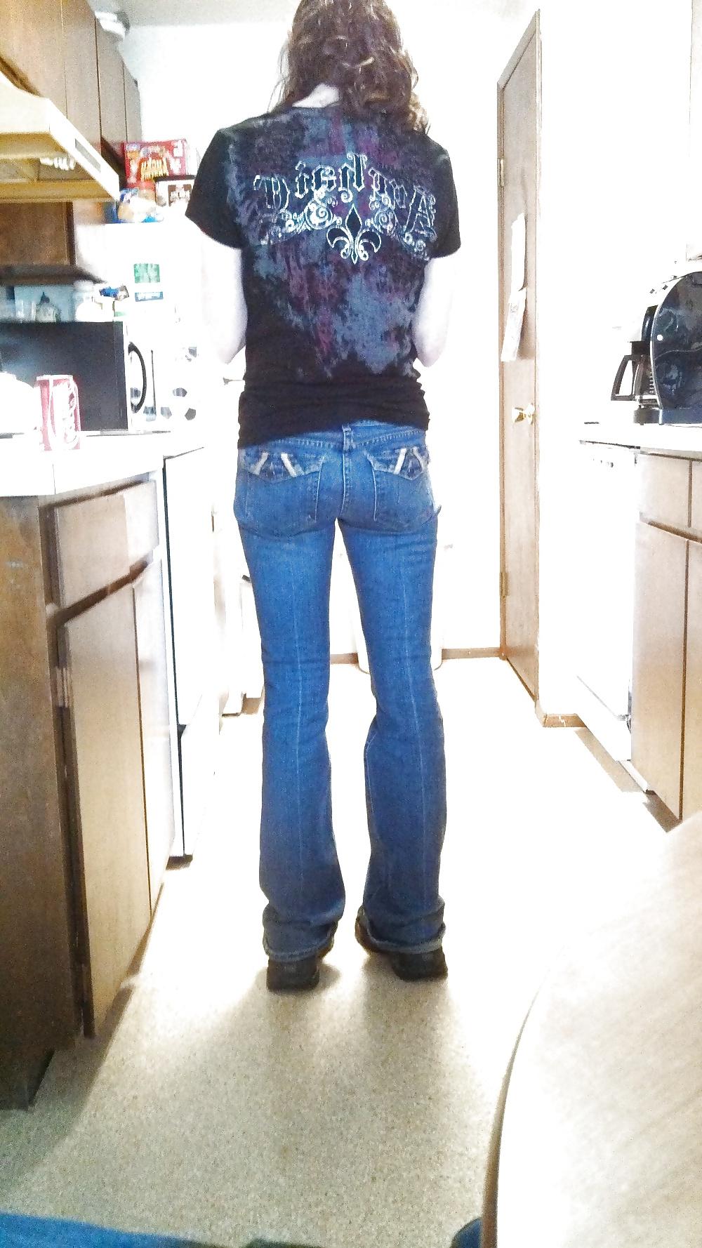 22P My wife's Hot Ass in Tight get your cock hard Jeans.