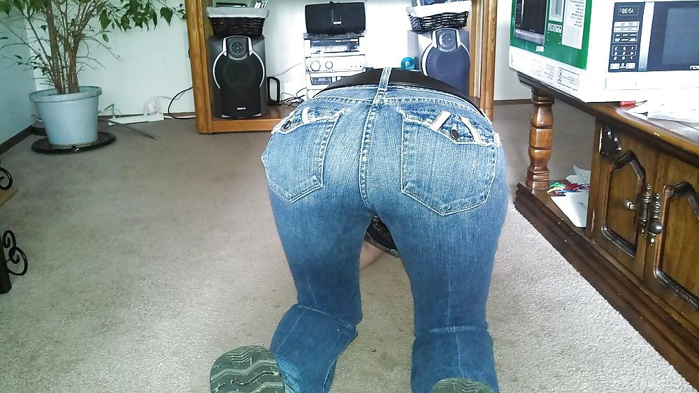 22P My wife's Hot Ass in Tight get your cock hard Jeans.