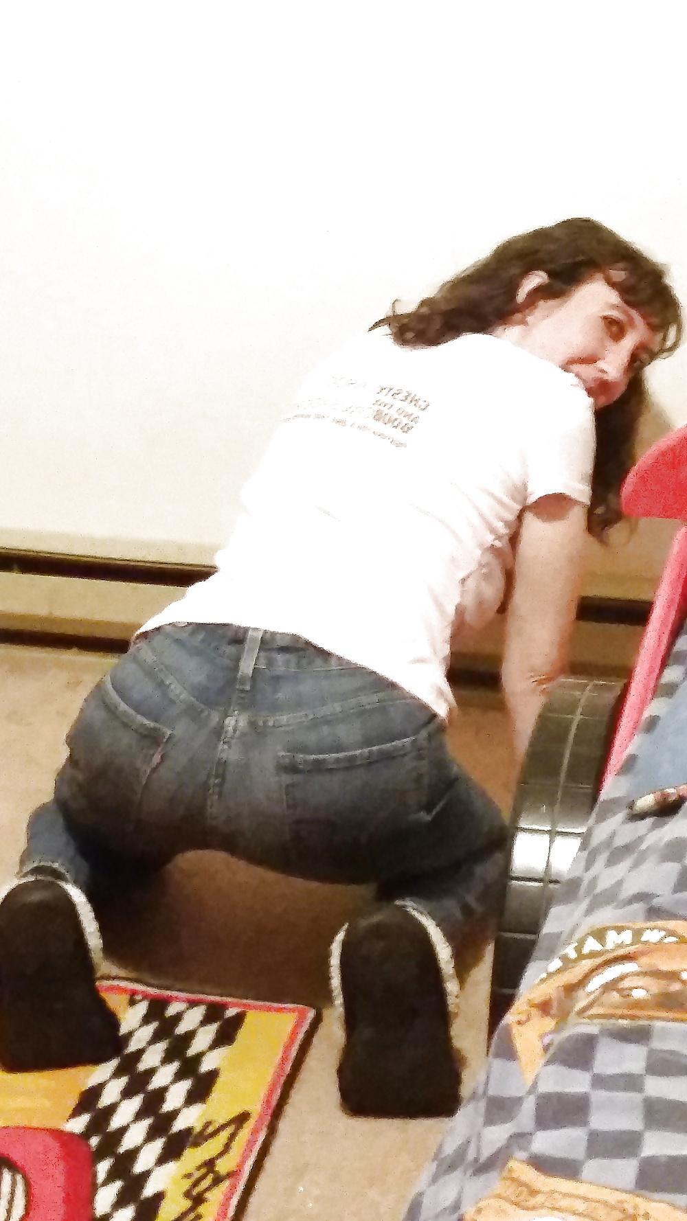 22P My wife's Hot Ass in Tight get your cock hard Jeans.