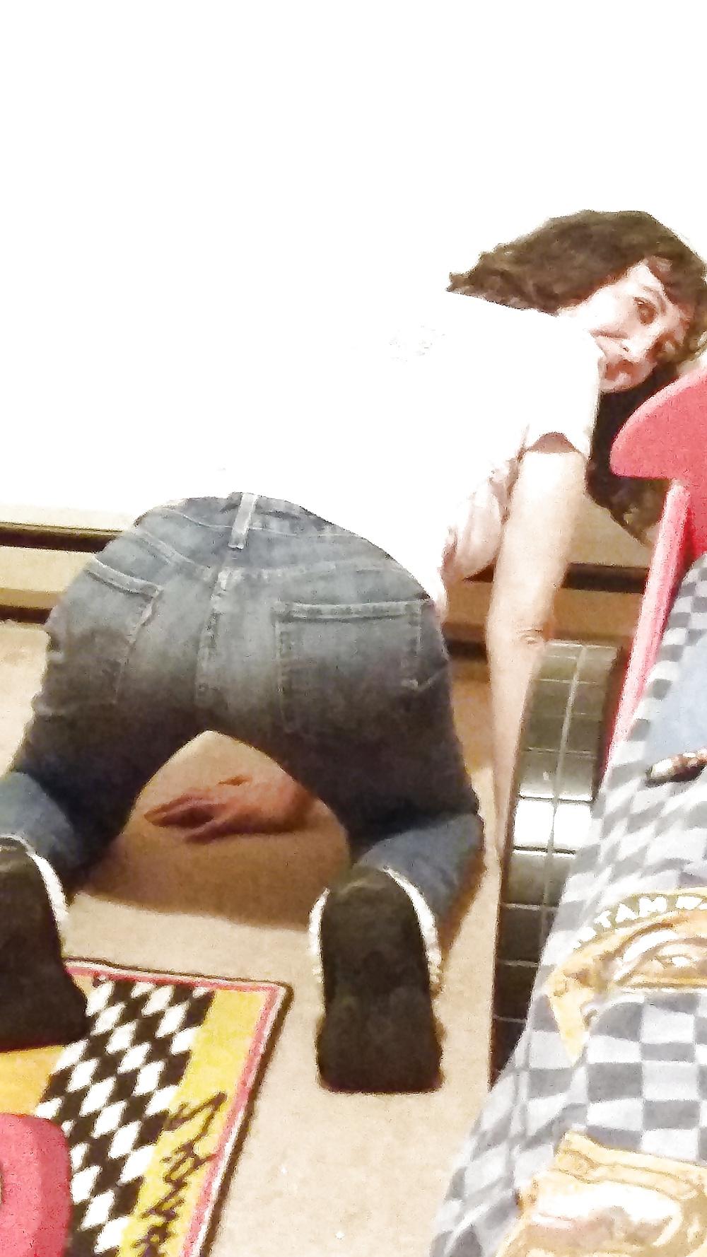 22P My wife's Hot Ass in Tight get your cock hard Jeans.