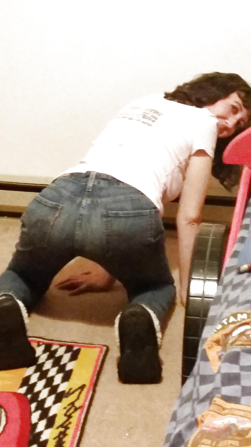 22P My wife's Hot Ass in Tight get your cock hard Jeans.