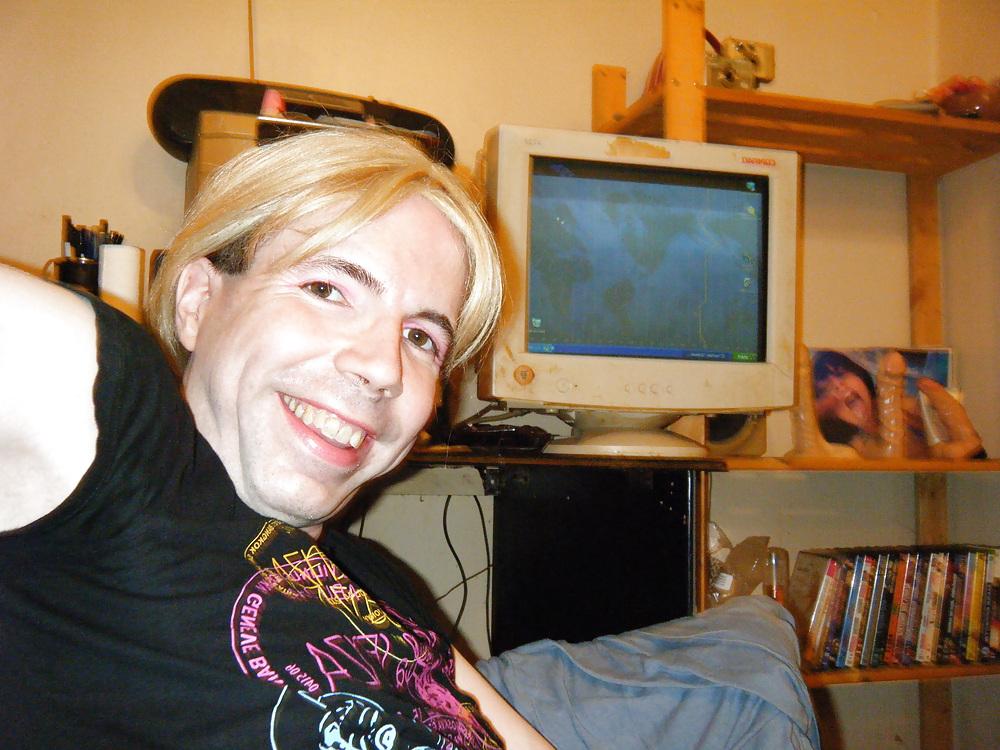 10P Mega hot tranny in tight jean mini skirt
