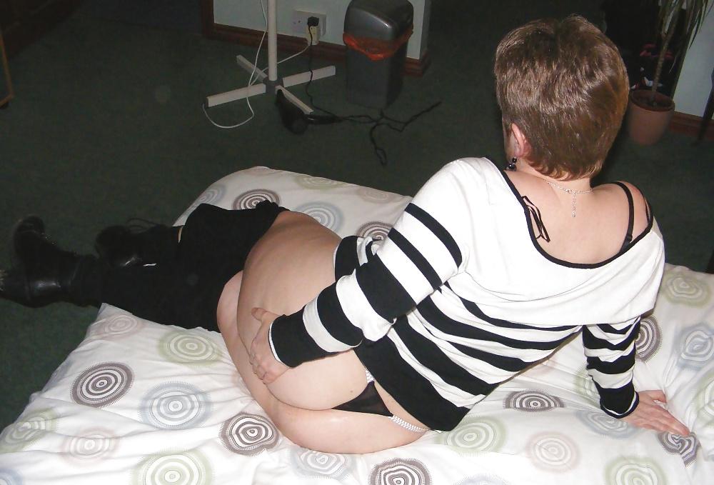 25P Slut in leggings and thong gets caned
