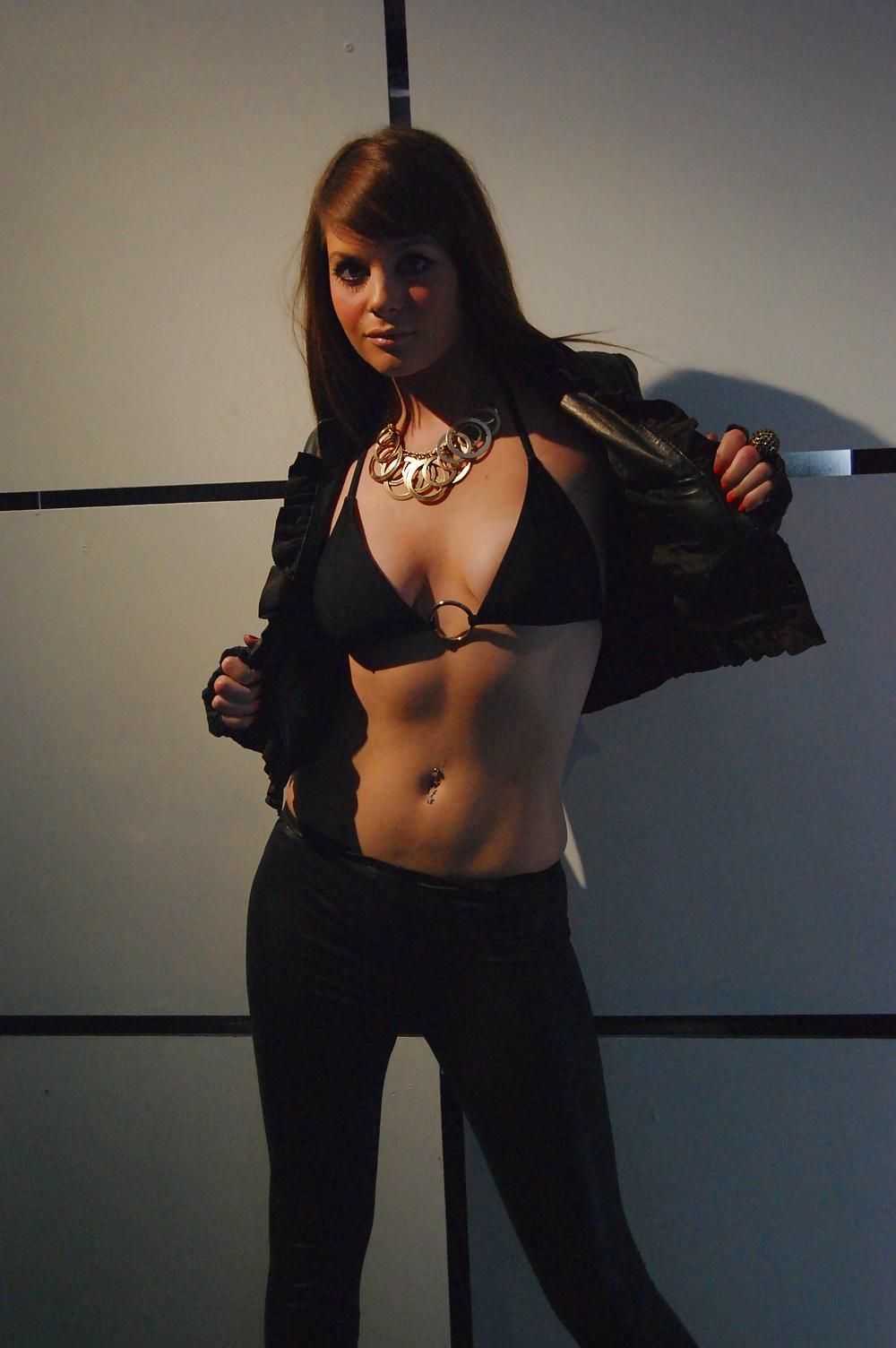 25P Black haired teen in leather
