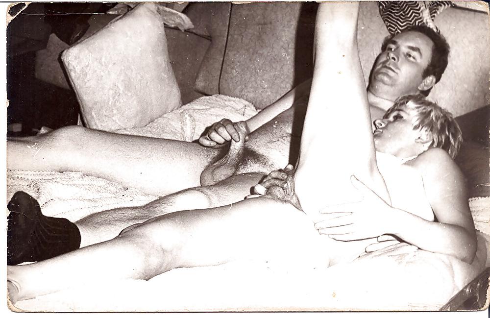 5P 1970s Vintage BW 2some Short Haired Blonde & Black Socks