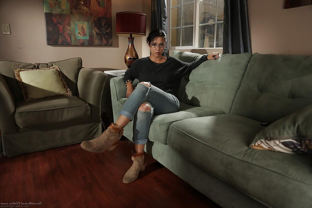 16P Geeky young Dana Vespoli loves to pose her tiny body on camera