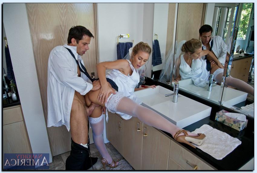 16P Promiscuous bride Nicole Aniston gets fucked and facialized in the bathroom