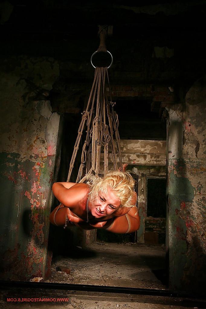 16P Blonde babe Angelic Diamond tied up tries to escape from BDSM sex
