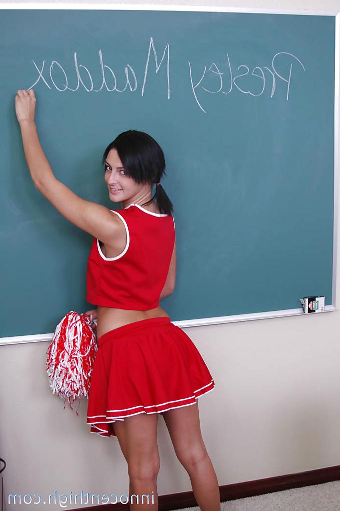 16P Brunette babe Presley undressing her shcoolgirl uniform for us