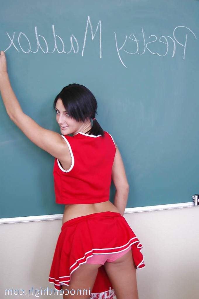 16P Brunette babe Presley undressing her shcoolgirl uniform for us