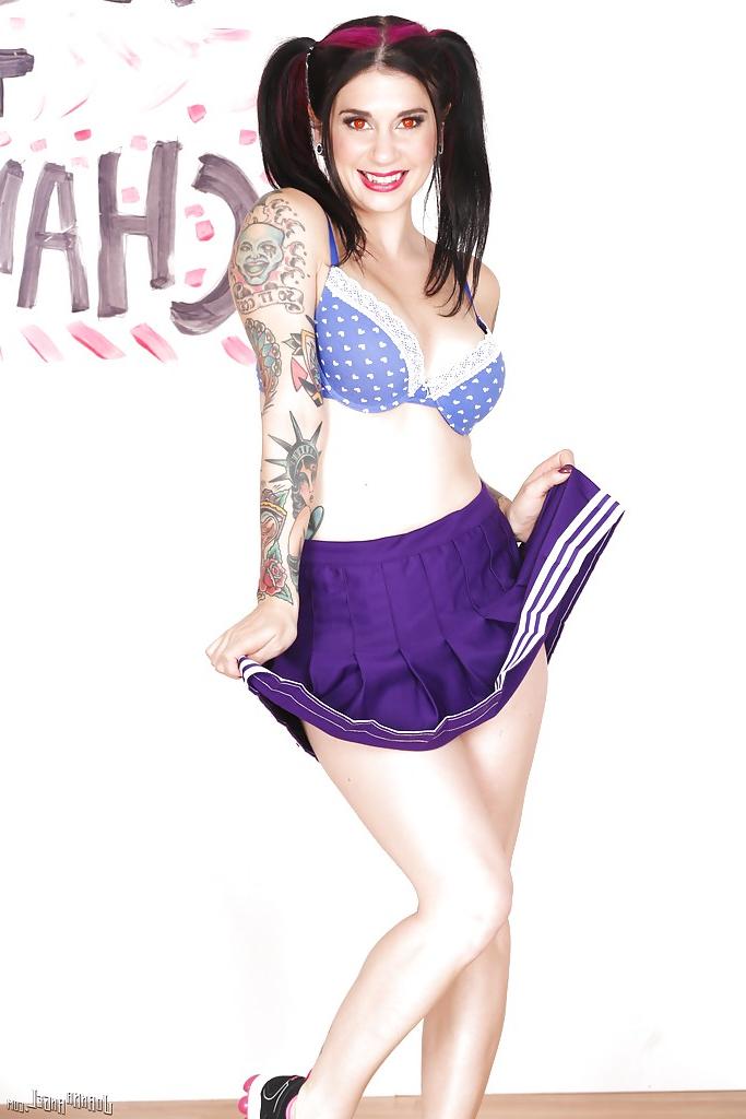 16P Amateur babe Joanna Angel teases her milf ass in a cheerleader suit