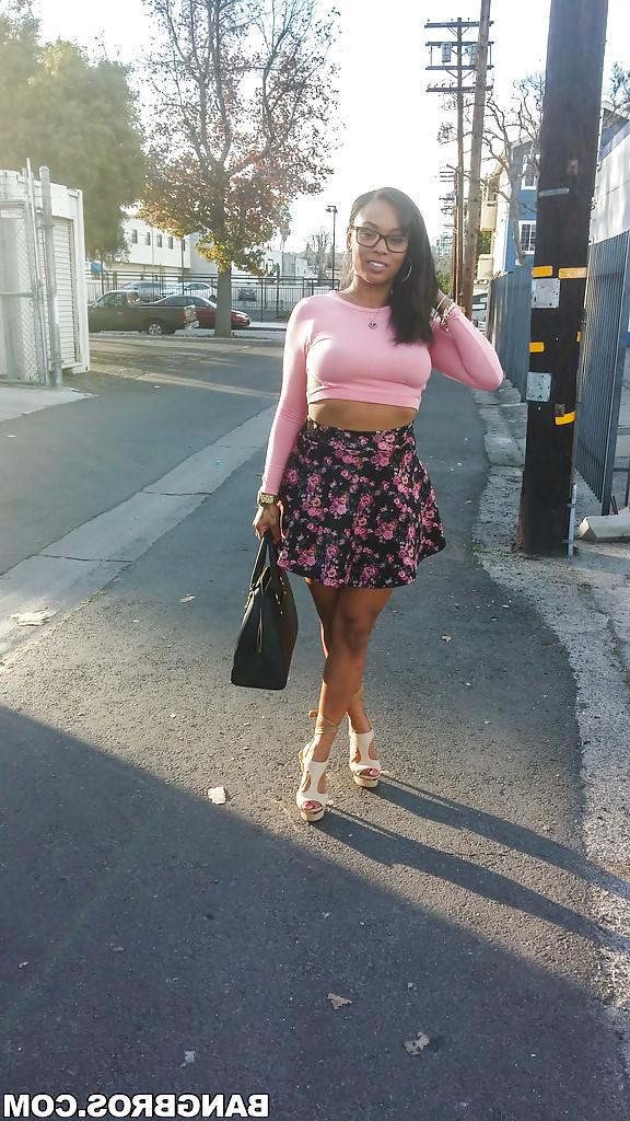 16P Busty ebony chick Porsha Carrera showing off her thong panties and phat ass