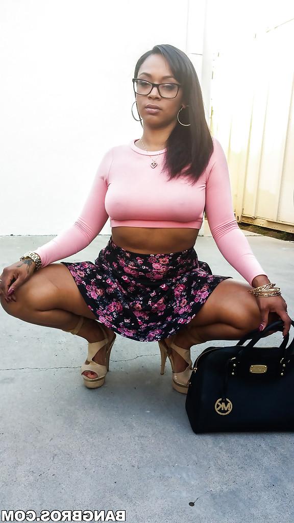 16P Busty ebony chick Porsha Carrera showing off her thong panties and phat ass