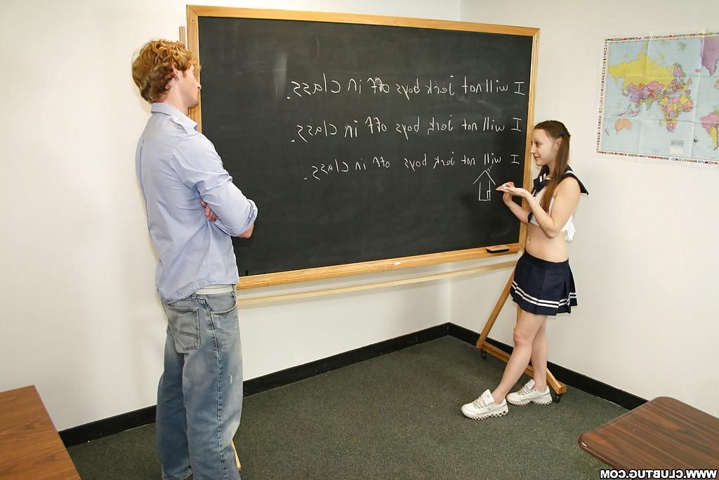 16P Fully clothed naughty schoolgirl jerking off a stiff prick