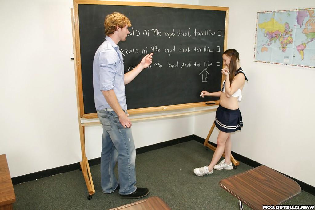 16P Fully clothed naughty schoolgirl jerking off a stiff prick